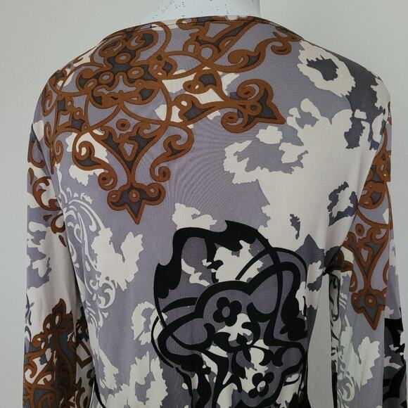 Hale Bob 100% Silk Knit Embellished V-Neck Long Sleeve Dress - Size Medium - Picture 6 of 8